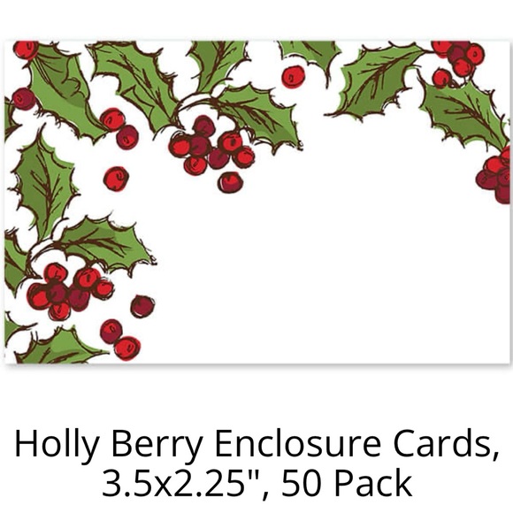 Holly Berry Enclosure Card 3.5x2.25" Pack of 50 - Picture 2 of 6